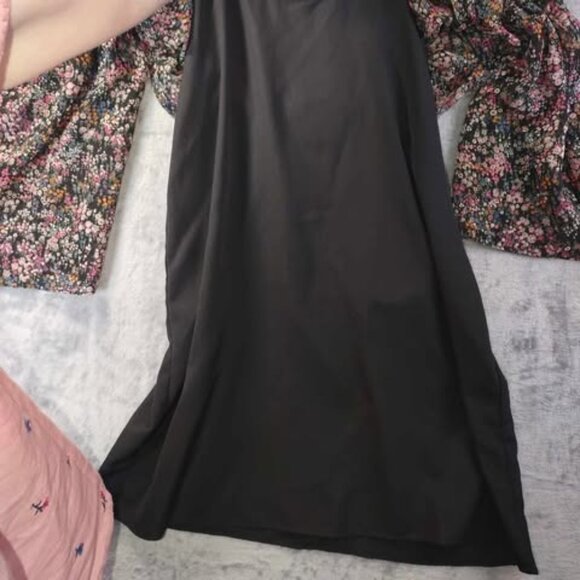 Zara Trafaluc S‎ Black Pink Ditsy Floral Bell Sleeve Mini Dress Boho Cottagecore - Picture 4 of 11